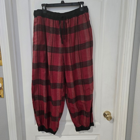 Prana Pants - Prana Cabin Core Retrograde Plaid Jogger Pants Womens Large Red Black Cozy